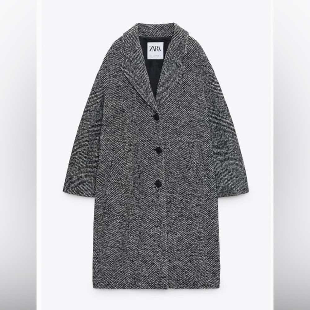 Zara Oversized Wool Blend Coat, Size S